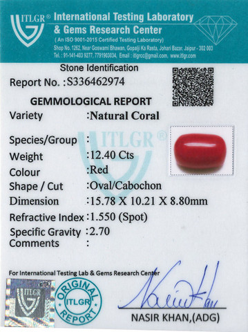 Red Coral -12.4 Carat