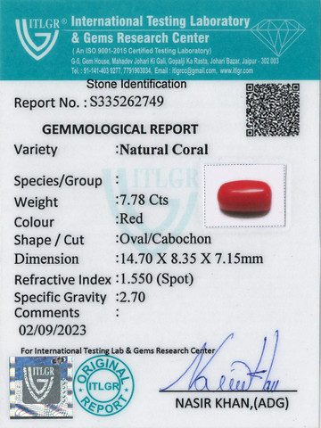 Red Coral -7.78 Carat