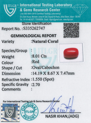Red Coral -8.01 Carat