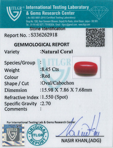Red Coral -8.45 Carat
