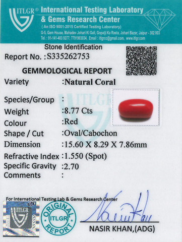 Red Coral -8.77 Carat
