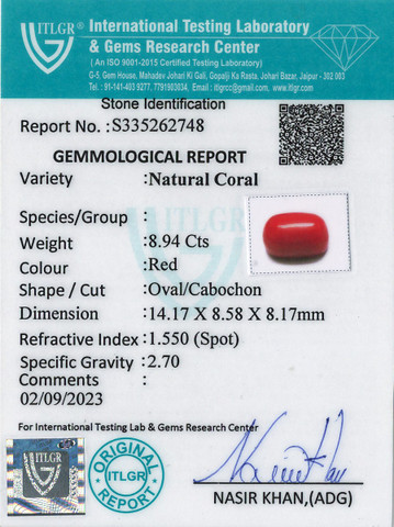 Red Coral -8.94 Carat