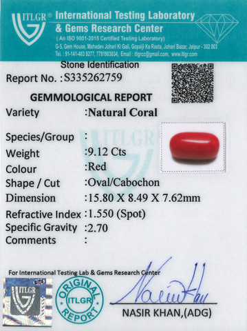 Red Coral -9.12 Carat