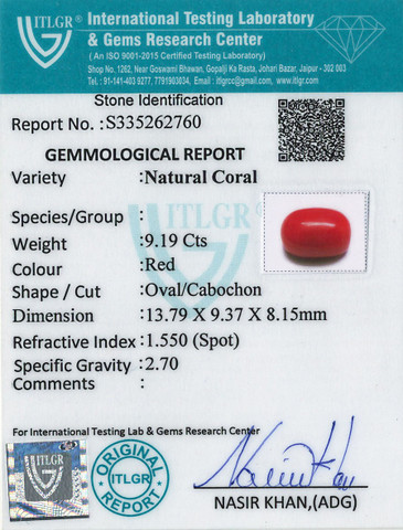 Red Coral -9.19 Carat