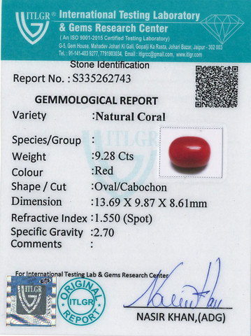 Red Coral -9.28 Carat