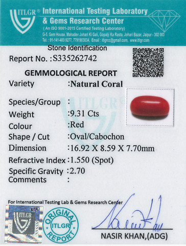 Red Coral -9.31 Carat