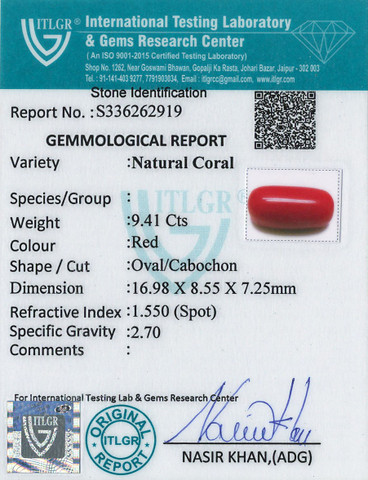 Red Coral -9.41 Carat