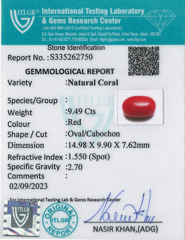 Red Coral -9.49 Carat