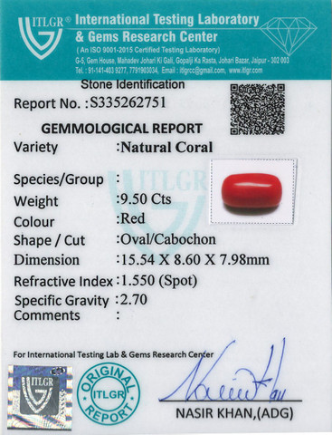 Red Coral -9.5 Carat
