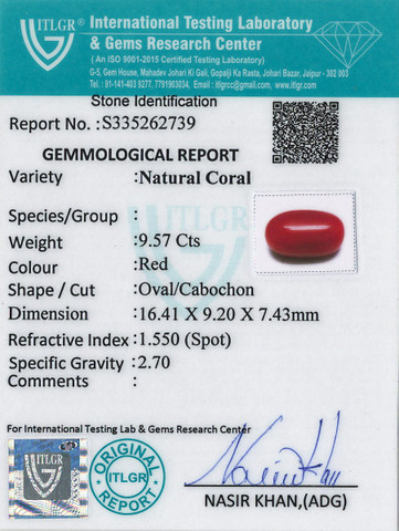 Red Coral -9.57 Carat