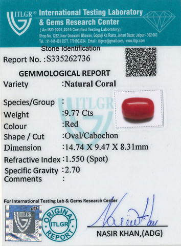 Red Coral -9.77 Carat
