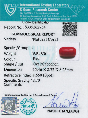 Red Coral -9.91 Carat