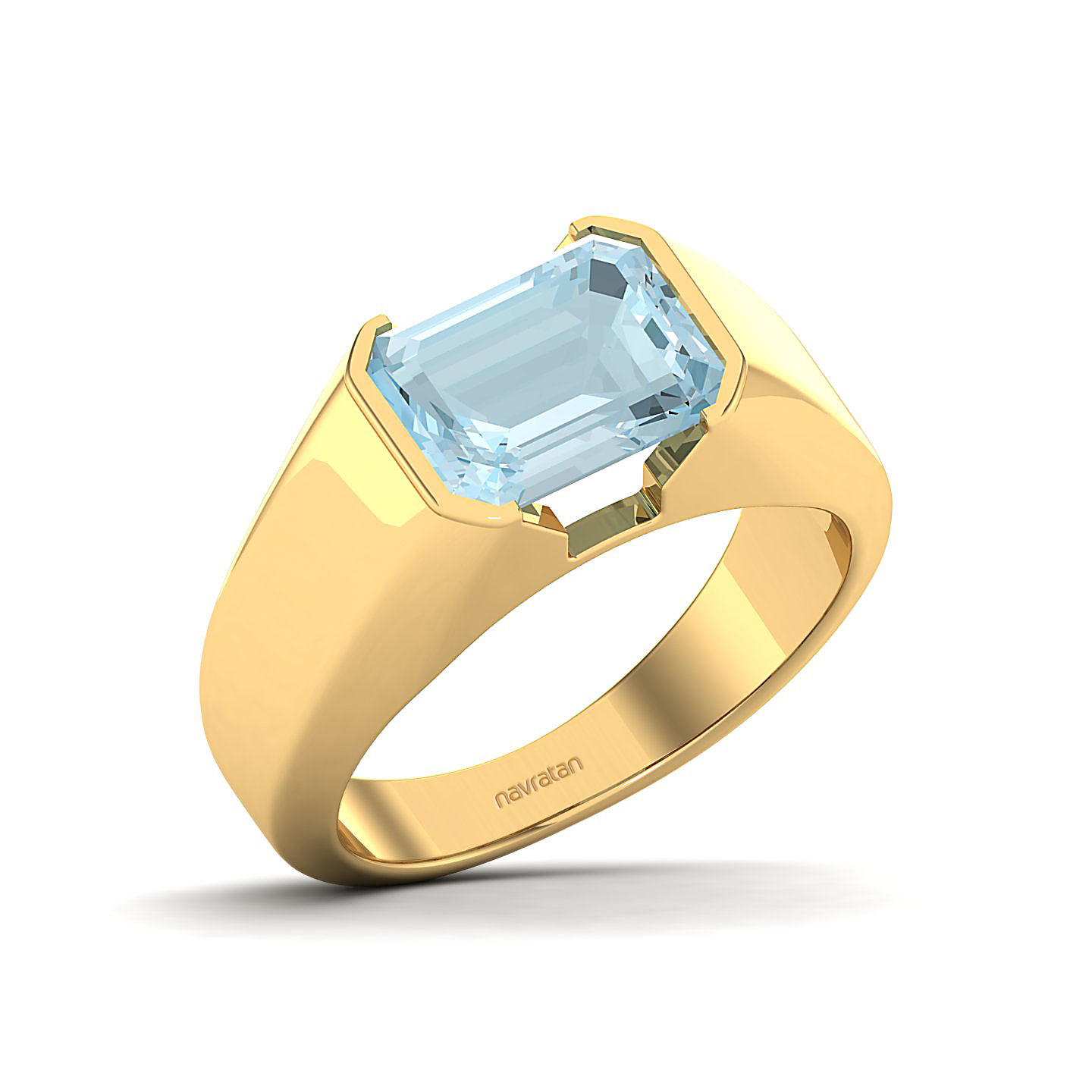 Regal Aquamarine Gold Rings