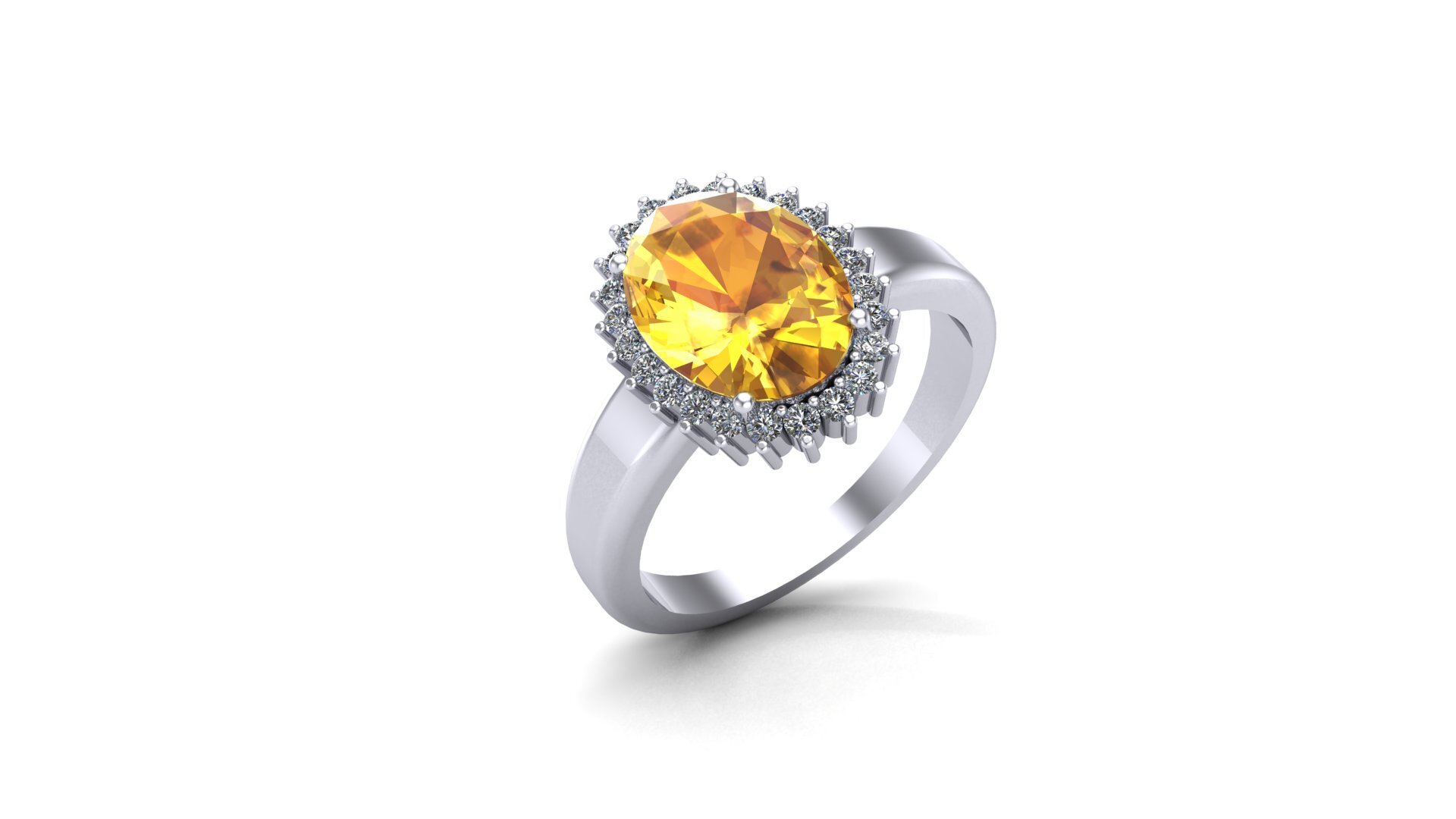 Diamond Shank White Gold Ring