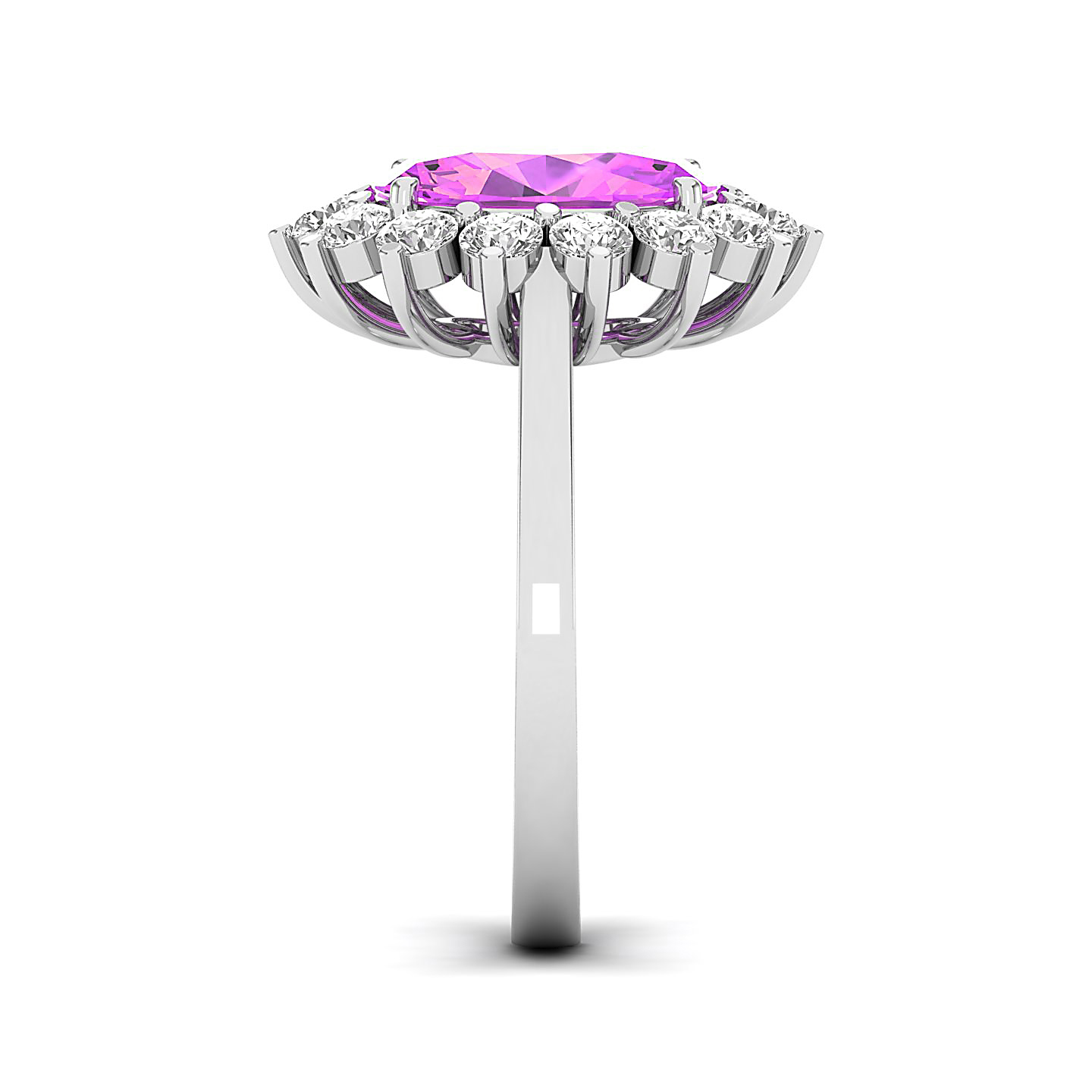 Rosy Horizon Pink Sapphire Halo ring