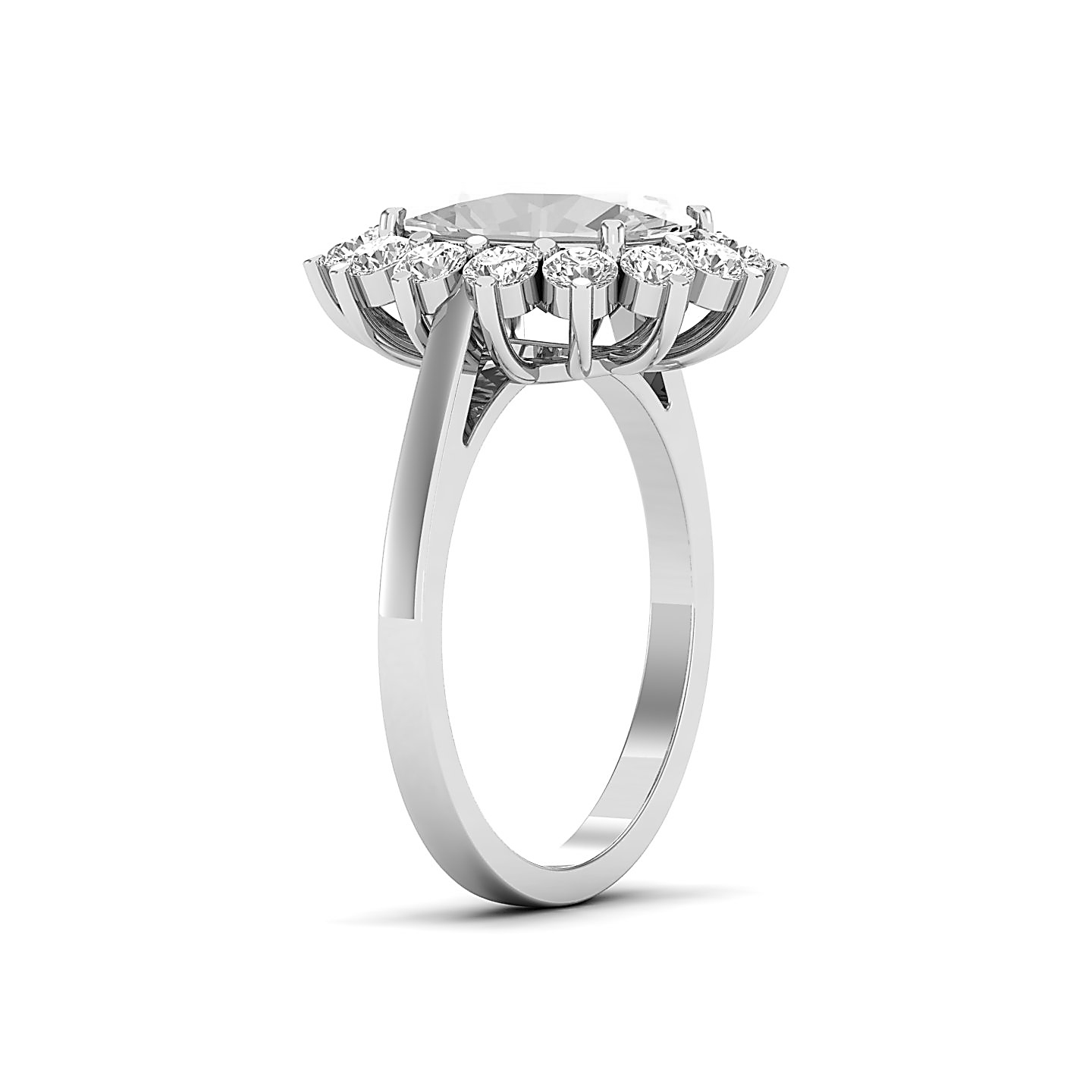 Rosy Horizon White Sapphire Halo ring