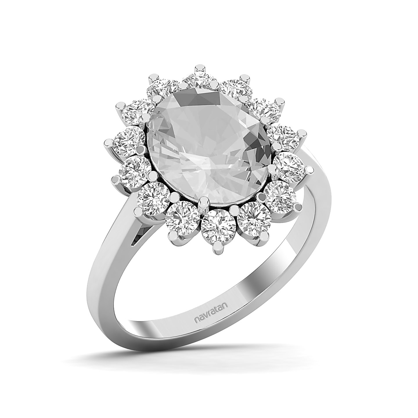 Rosy Horizon White Sapphire Halo ring