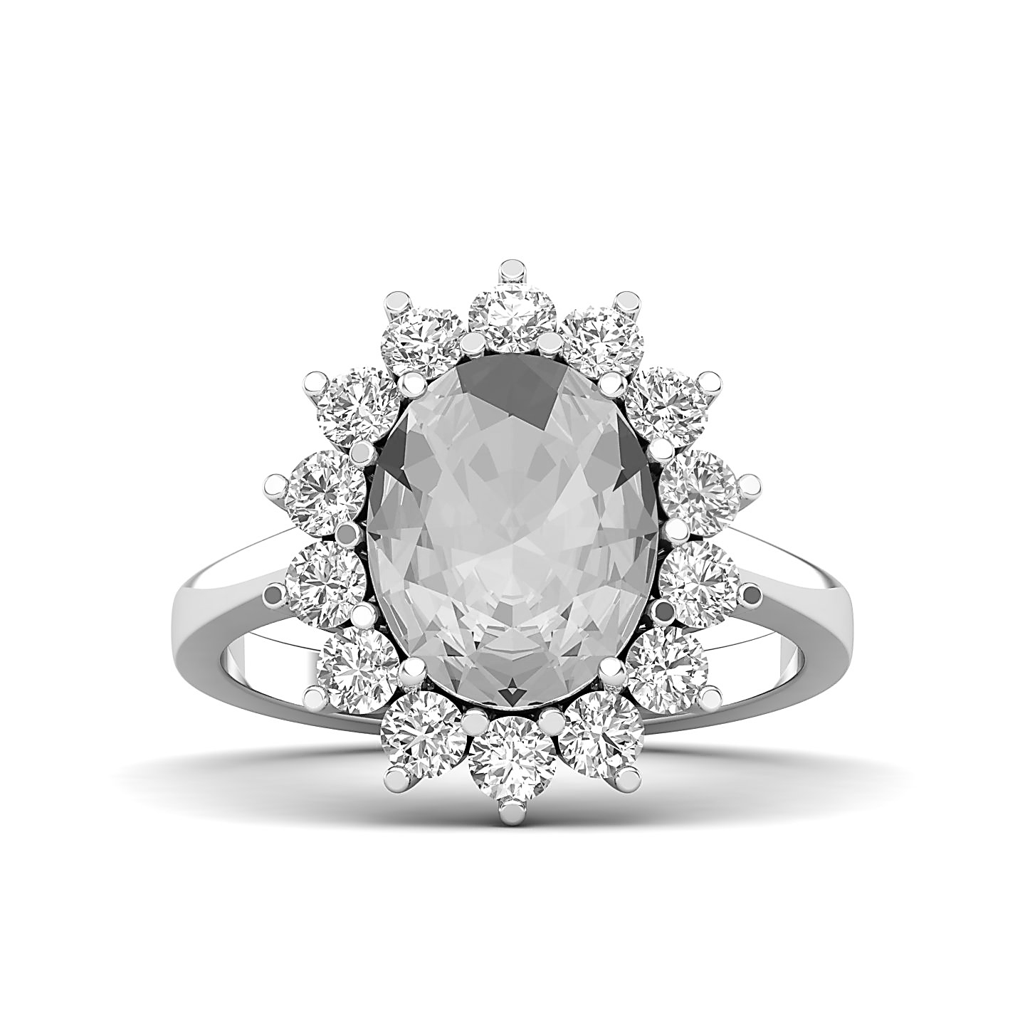 Rosy Horizon White Sapphire Halo ring