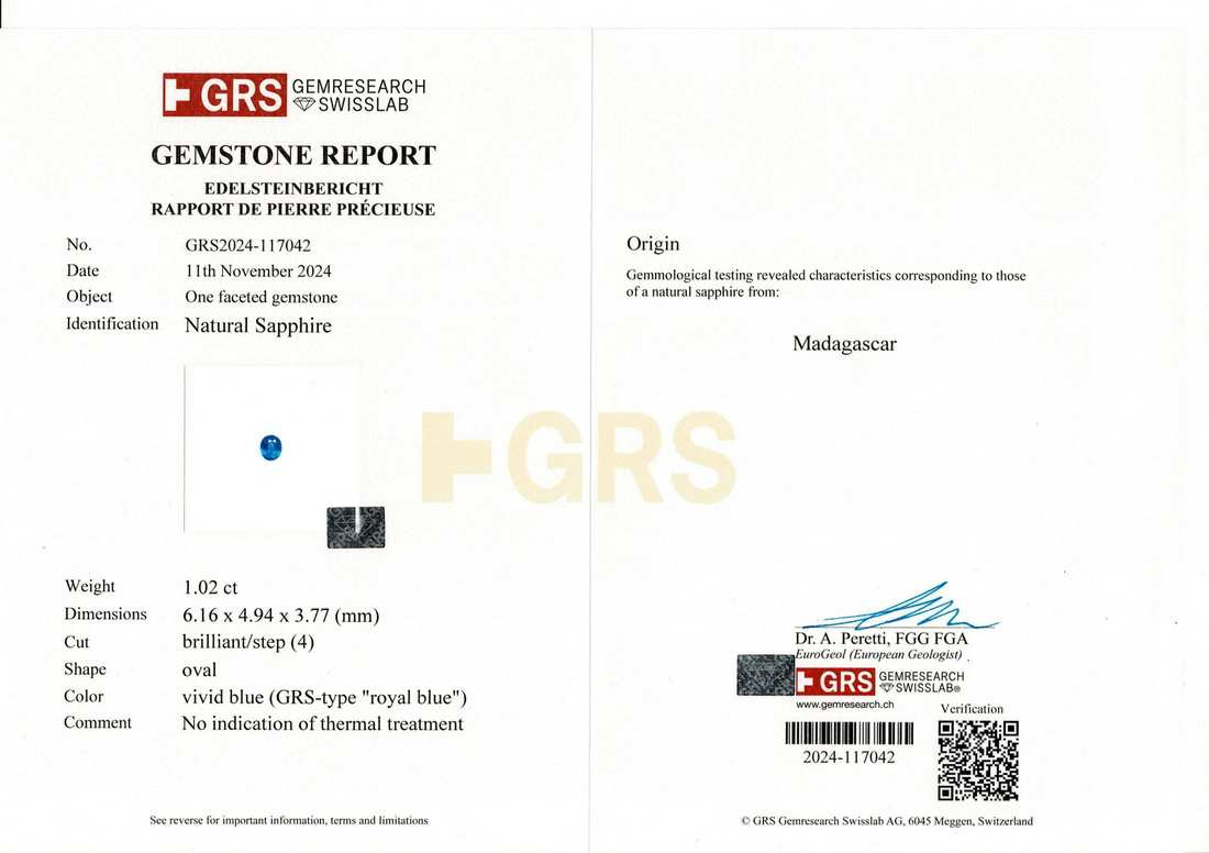 Royal Blue Sapphire - 1.02 Carat