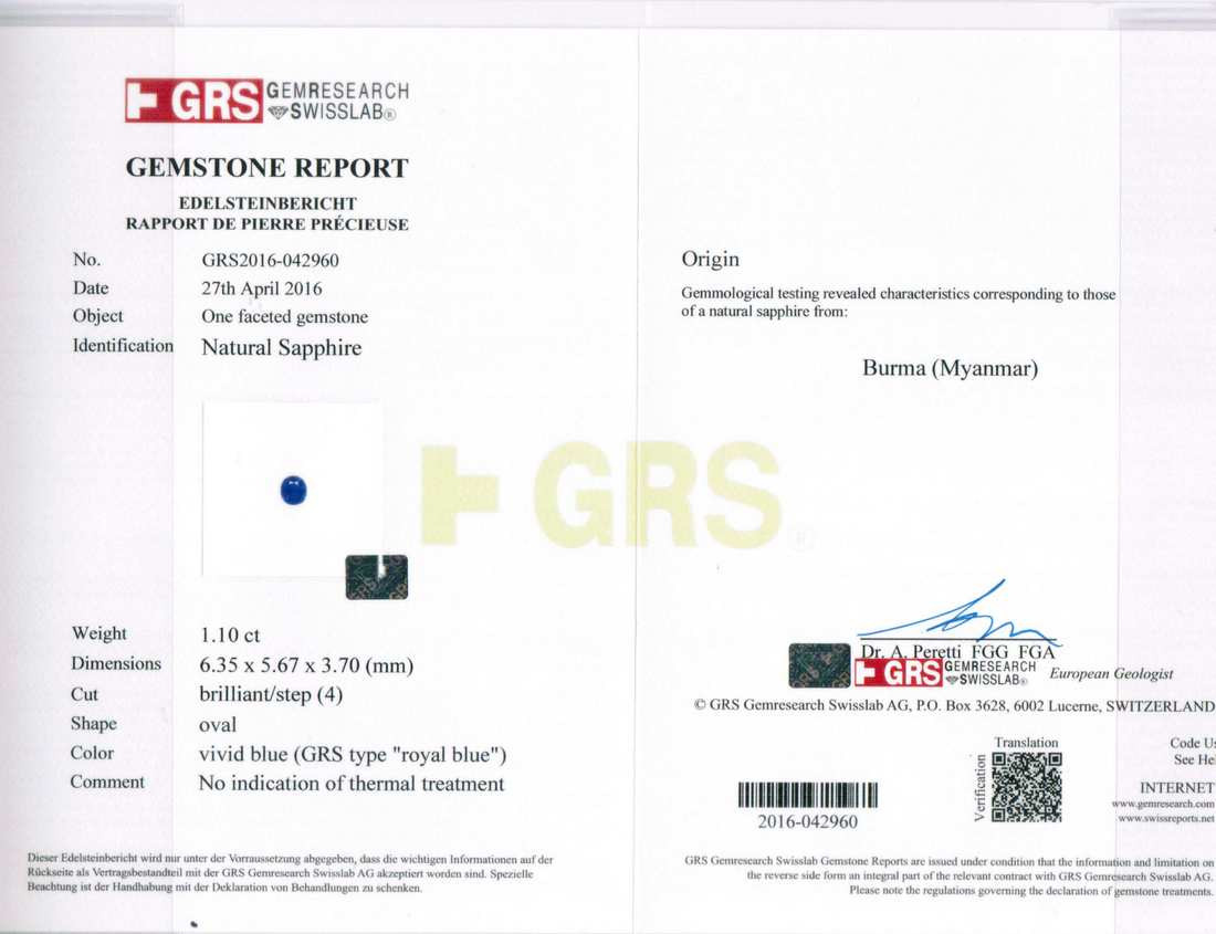 Royal Blue Sapphire - 1.10 Carat