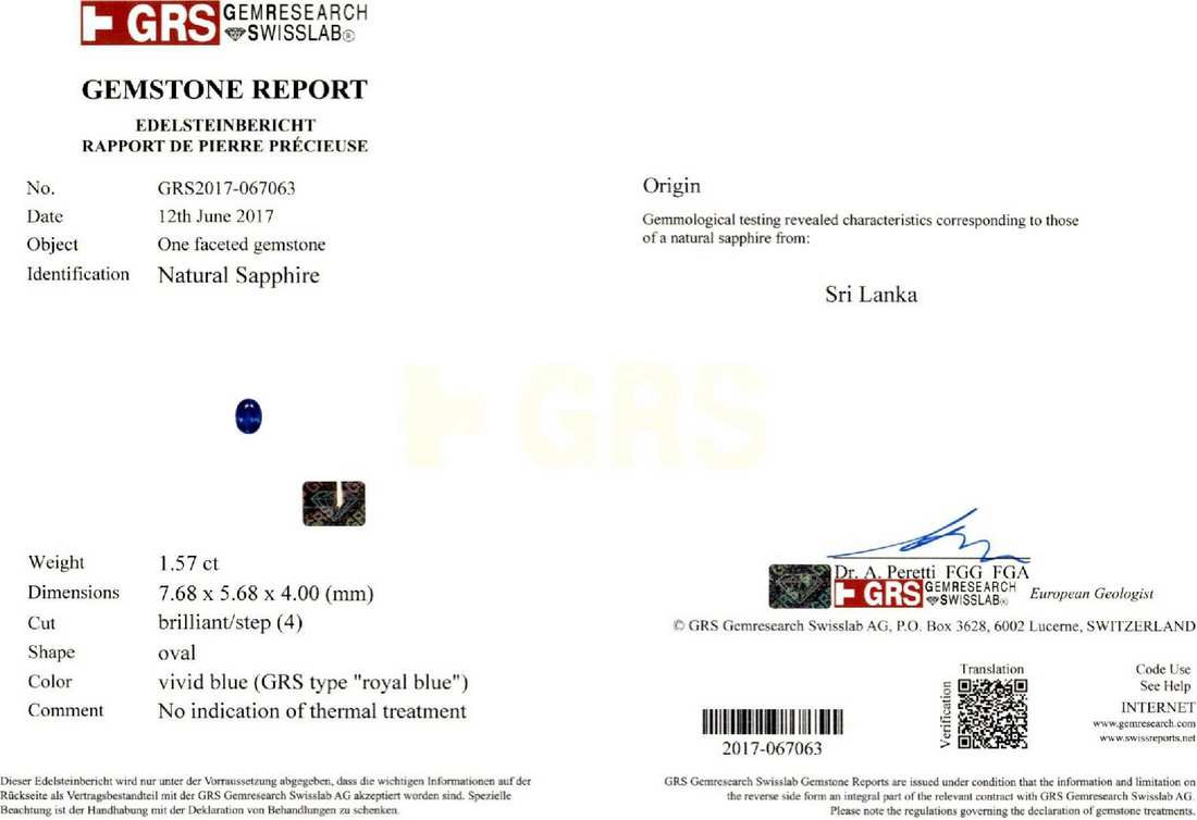Royal Blue Sapphire - 1.31 Carat