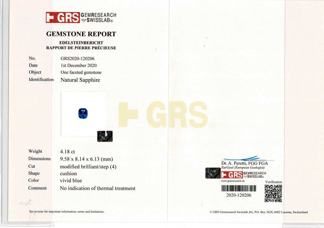 Royal Blue Sapphire - 4.18 Carat