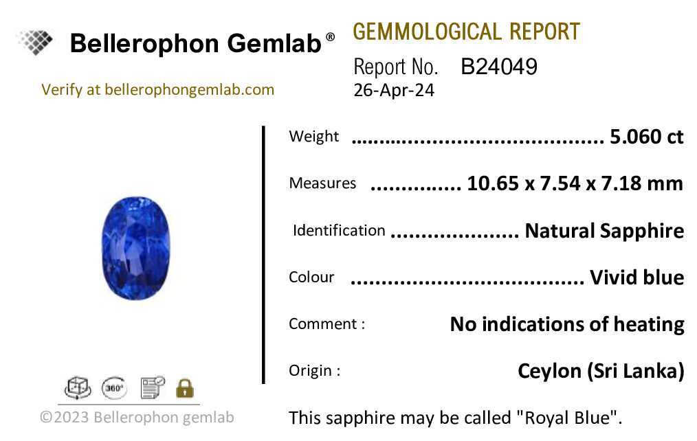 Royal Blue Sapphire - 5.05 Carat