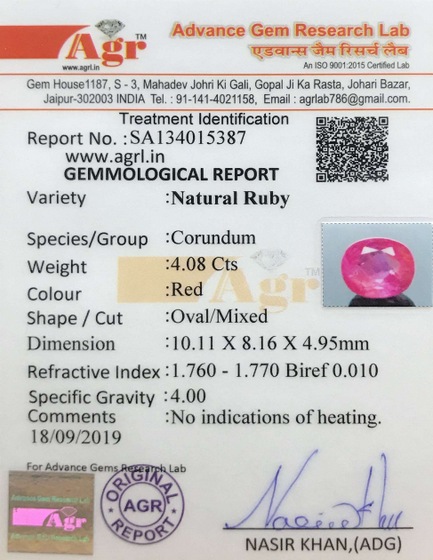 Natural Ruby - 4.08 Carat