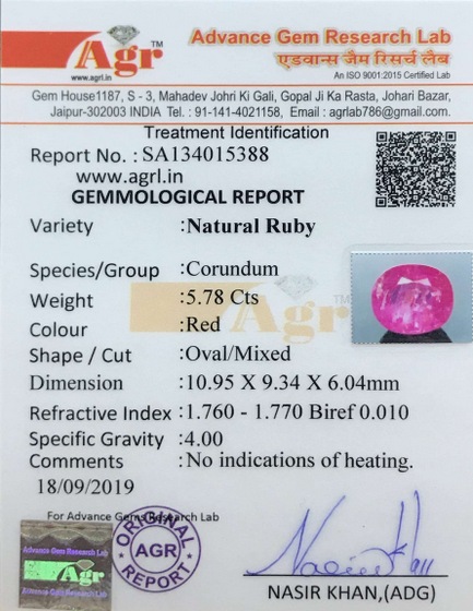 Natural Ruby - 5.78 Carat