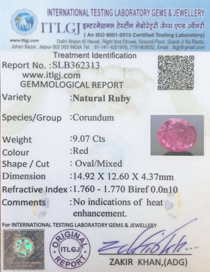 Natural Ruby 9.07 Carat