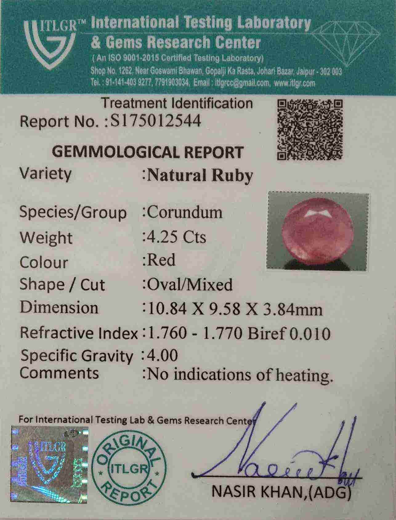 Natural Ruby - 4.25 Carat