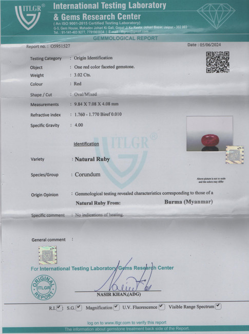 Ruby - 3.02 Carat