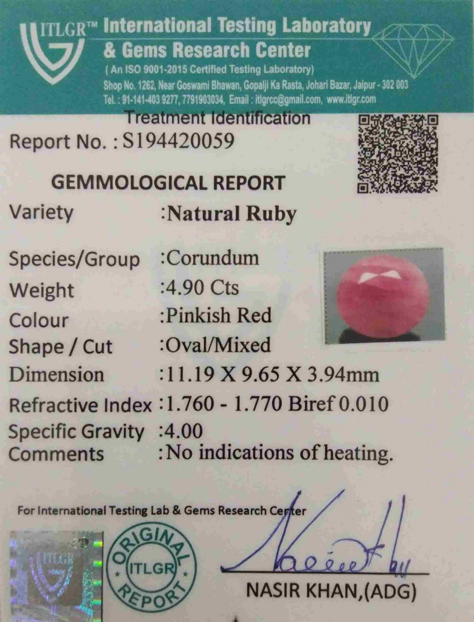 Ruby - 4.90 Carat