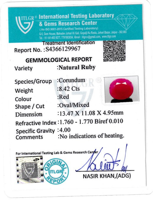 Natural Ruby - 8.42 Carat