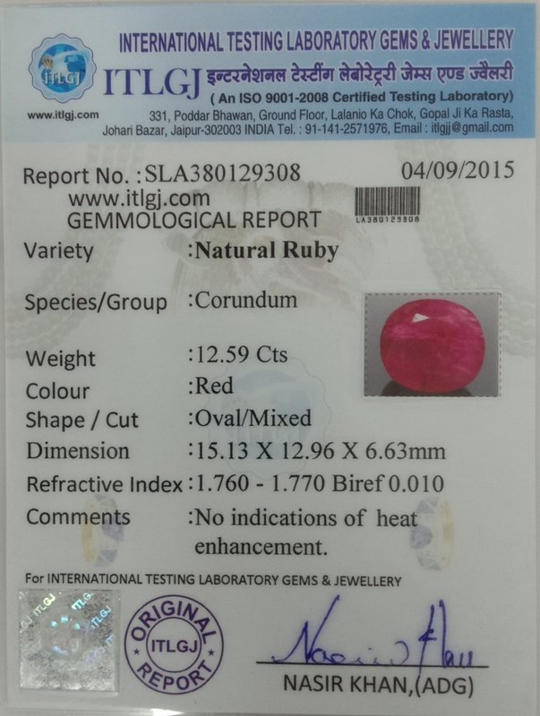 Natural Ruby - 12.59 Carat