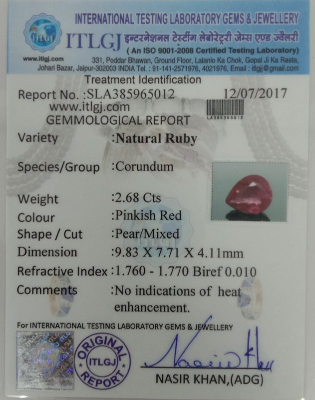 Natural Ruby - 2.68 Carat
