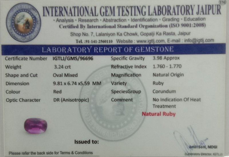 Natural Ruby - 3.24 Carat