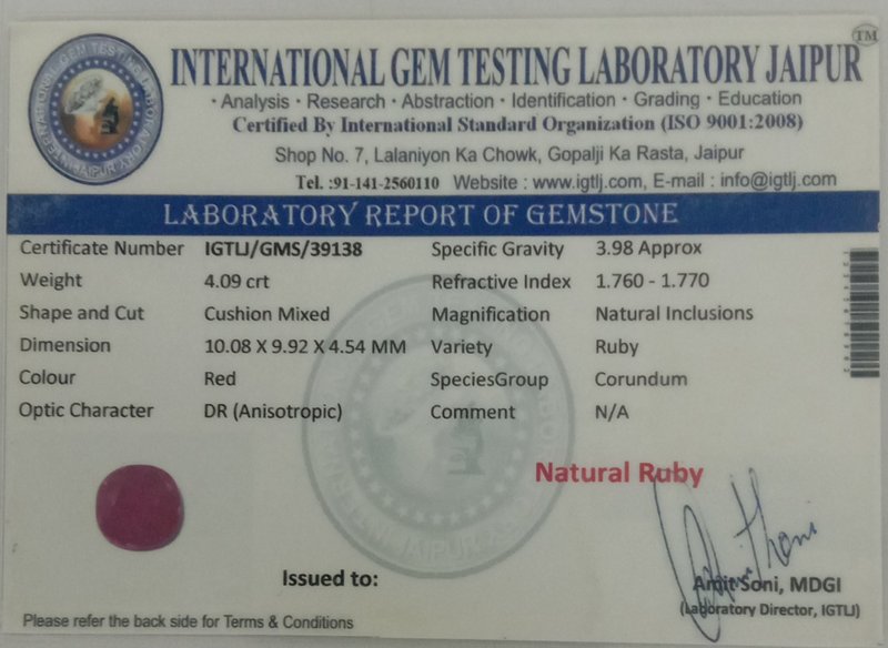 Natural Ruby - 4.09 Carat