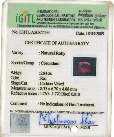 Natural Ruby - 2.84 Carat