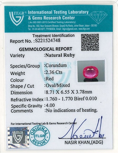 Natural Ruby - 2.36 Carat