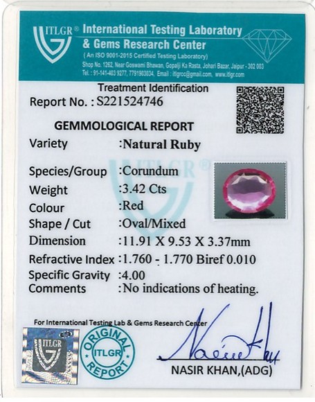 Natural Ruby - 3.42 Carat