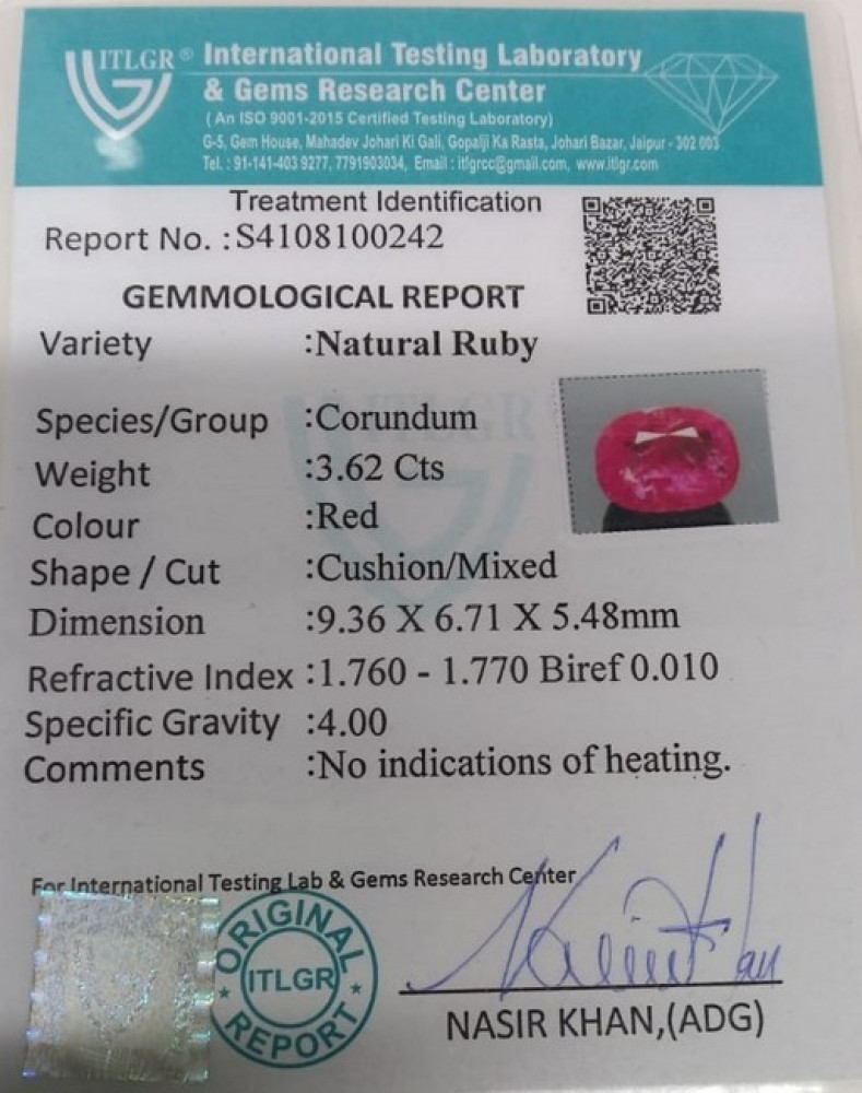 Natural Ruby - 3.62 Carat