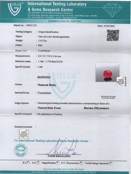 Natural Ruby - 3.45 Carat