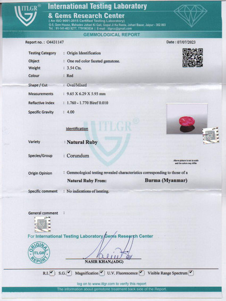 Natural Ruby - 3.54 Carat