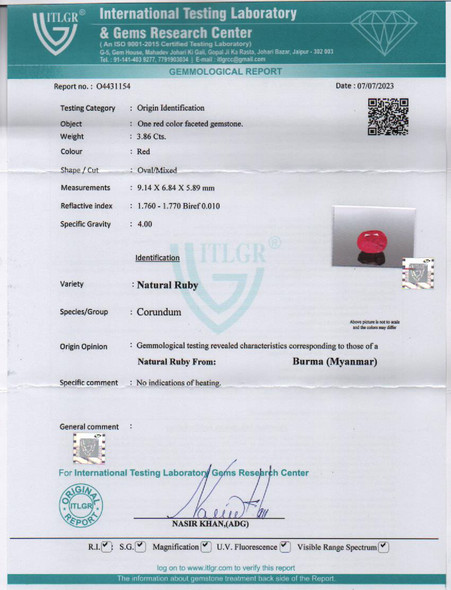 Natural Ruby - 3.86 Carat