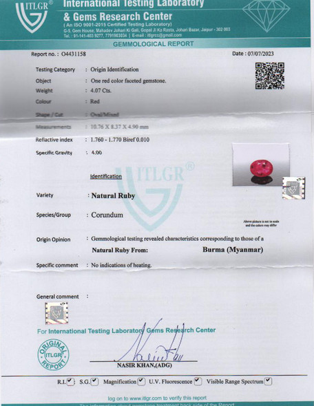 Natural Ruby - 4.07 Carat