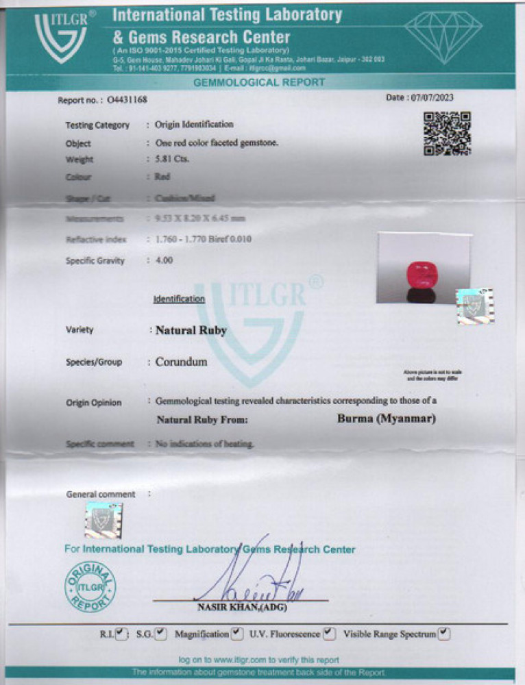 Natural Ruby - 5.81 Carat