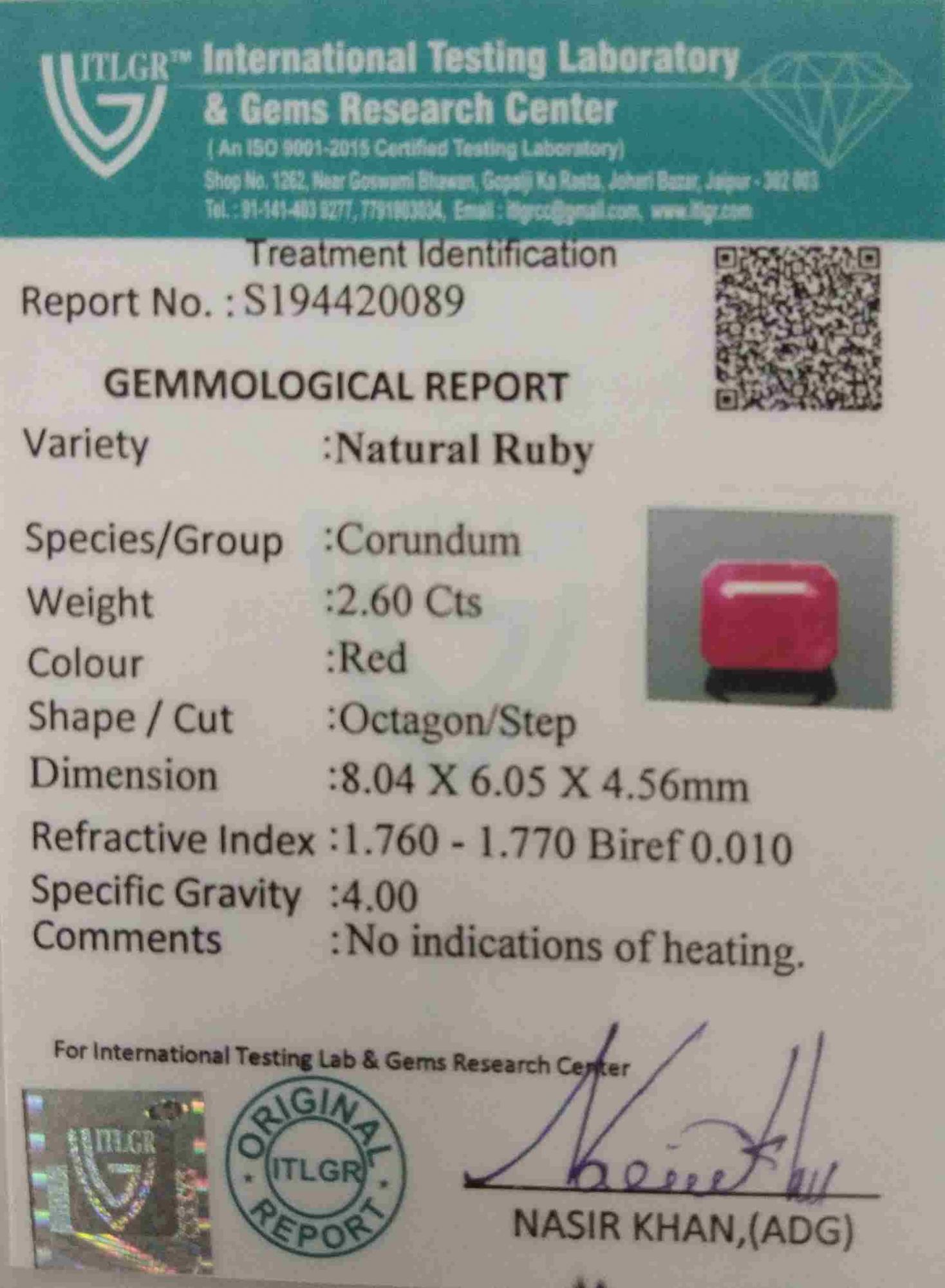 Ruby - 2.6 Carat
