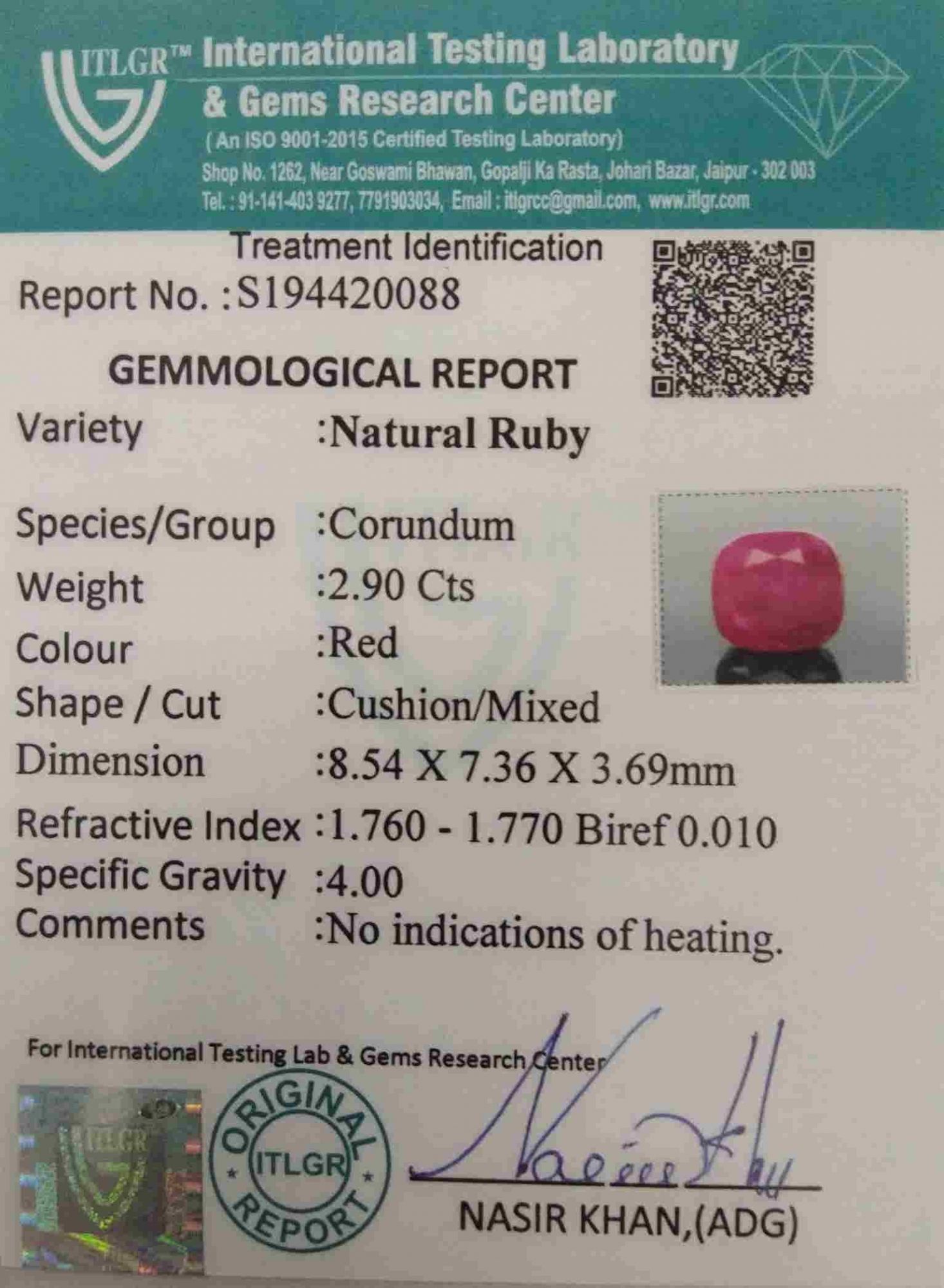 Ruby - 2.9 Carat