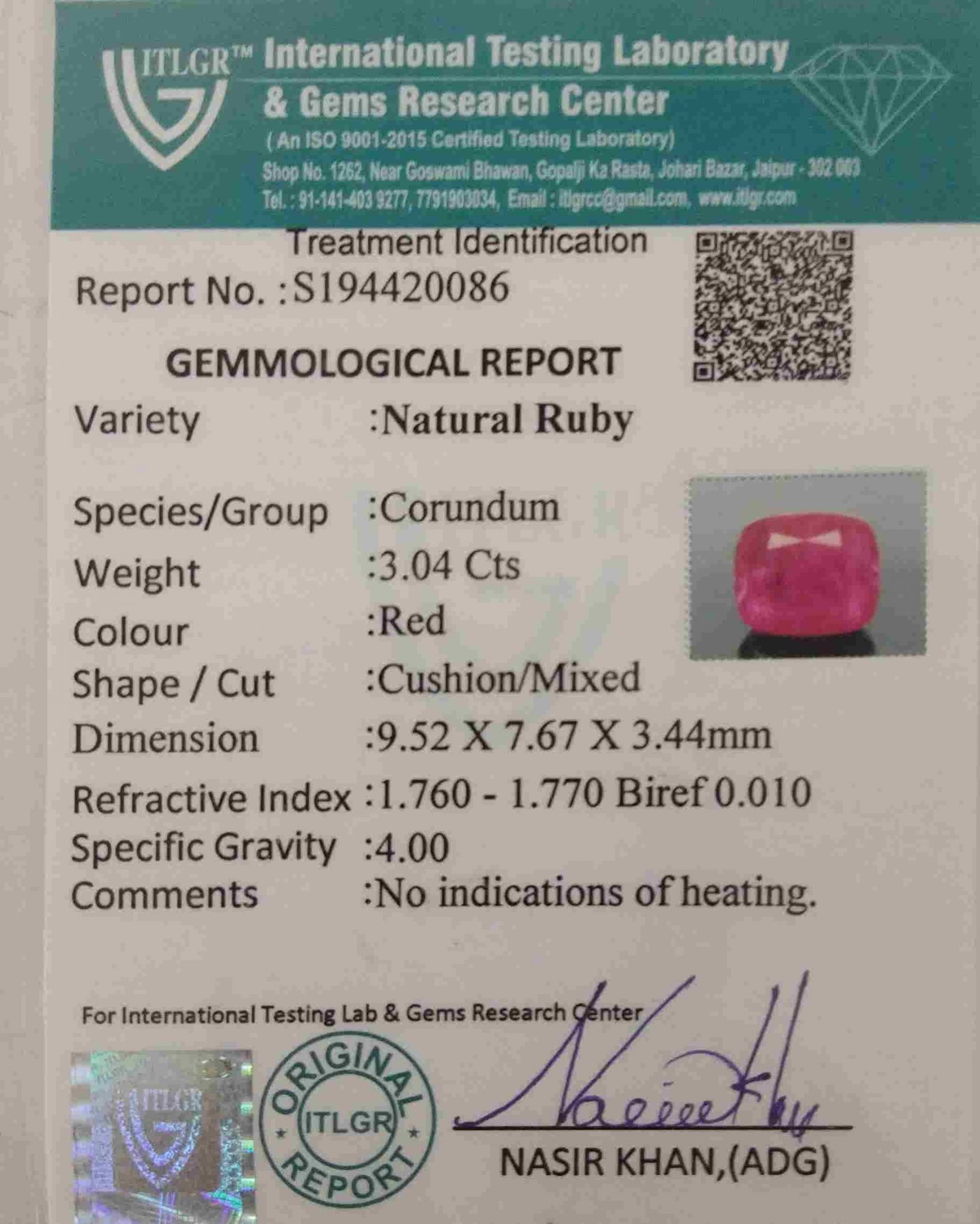 Ruby - 3.04 Carat